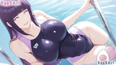 Naruto Shippuden Hinata Hyuga big tits swimsuit blowjob hentai