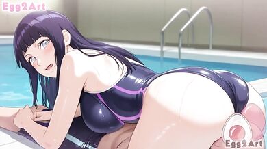 Naruto Shippuden Hinata Hyuga big tits swimsuit blowjob hentai