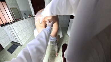Doctor’s exam turns anal fingering into a gushing mess