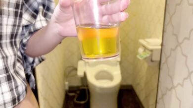 Blonde JD forced to drink piss and spit in glass 20 years old active JD