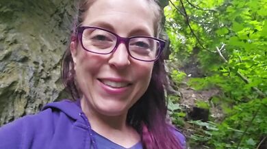Nerdy faery glasses girl destroys her big ass in public pee piss solo