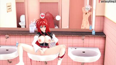 Issei gets destroyed ahegao gushing after teacher Asia fucks his thick ass till cum