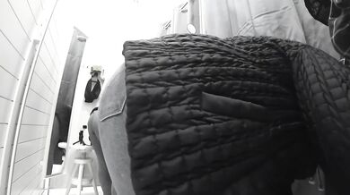 Granny's saggy tits squeezed tight in new bras while she gropes her hairy pussy