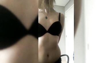Horny teen striptease cum covered thighs two angles student masturbation fetish