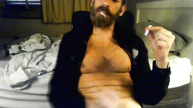 Findom smoking jerk off to huge white cum