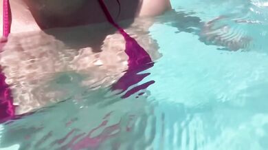 Artemisia Love milf solo big tits outside underwater in bikini and dripping wet