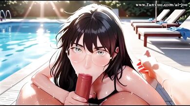 Glasses girl wrecked anal slut gets cream pie AI hentai