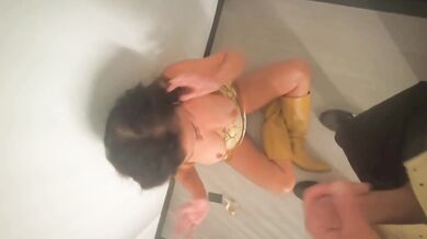 Horny cheating wife gets busted on stairs by strangers