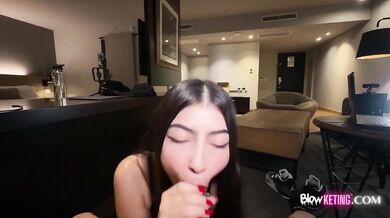 3 horny sluts gagging on big dicks while latina gets stuffed