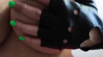 Watch me strip pink bikini and milk my big tits for you