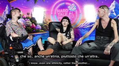 Italian porno star Ferraglia masturbates live on podcast with her tiny tits and hairy pussy