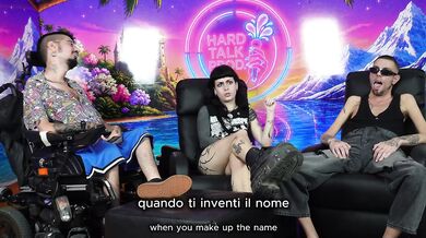 Italian porno star Ferraglia masturbates live on podcast with her tiny tits and hairy pussy