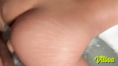 Big ass latina fucked raw in hot tub POV her ass