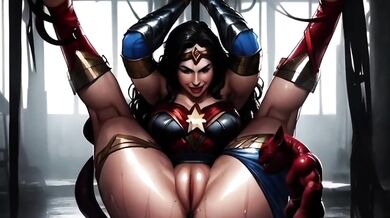 Wonder Woman gets wrecked by tentacle monster cum dump
