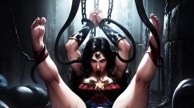 Wonder Woman gets wrecked by tentacle monster cum dump