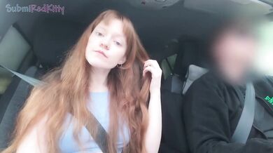 Date with SubmiRedKitty ends with car blowjob and cum-filled fucking