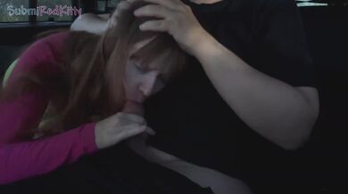 Date with SubmiRedKitty ends with car blowjob and cum-filled fucking