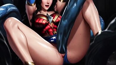 Wonder Woman wrecked by tentacle monster Devours her tight pussy hard