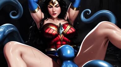 Wonder Woman wrecked by tentacle monster Devours her tight pussy hard