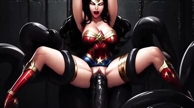 Wonder Woman wrecked by tentacle monster Devours her tight pussy hard