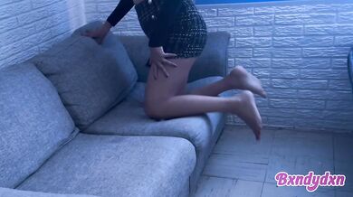 Does this miniskirt look good on me boyfriend watch me solo on the sofa