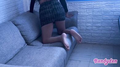 Does this miniskirt look good on me boyfriend watch me solo on the sofa