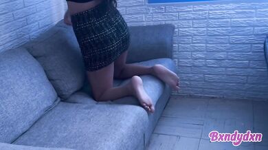 Does this miniskirt look good on me boyfriend watch me solo on the sofa