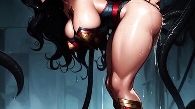 Wonder Woman gagged and ruined by ravenous tentacles