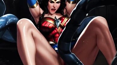 Wonder Woman gagged and ruined by ravenous tentacles
