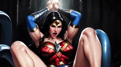 Wonder Woman gagged and ruined by ravenous tentacles