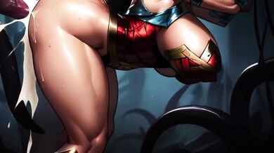 Wonder Woman gagged and ruined by ravenous tentacles