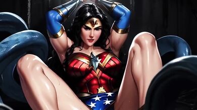 Wonder Woman gagged and ruined by ravenous tentacles