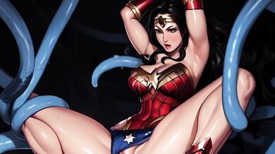 Wonder Woman gagged and ruined by ravenous tentacles