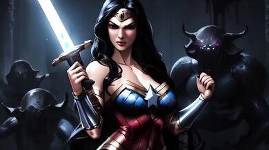 Wonder Woman gets monster fucked raw in battle