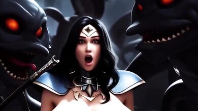 Wonder Woman gets monster fucked raw in battle