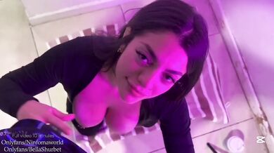 I choked my Latina neighbor on her deepthroat sloppy blowjob till she gagged on my big tits cum