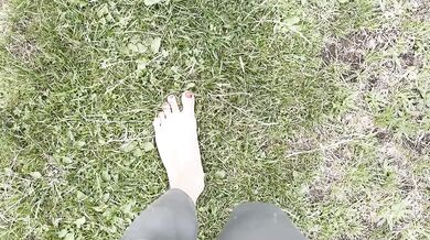 Wild blackberries made me cum on her outdoor footjob big dick HD