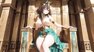 Ancient egyptian priestess destroyed by her golden throne worshipping bronze skin bodice teased tease