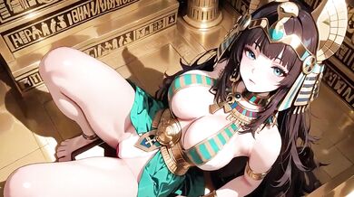 Ancient egyptian priestess destroyed by her golden throne worshipping bronze skin bodice teased tease