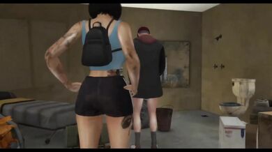 Asian MILF destroyed by hobo in abandoned building creampie anal