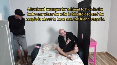 Wife’s cheeky blindfolded trickery corno calls pal to watch her leaking cheating pussy in HD