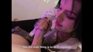 Emo psychologist deep throats a sloppy fat cock while riding reverse cowgirl