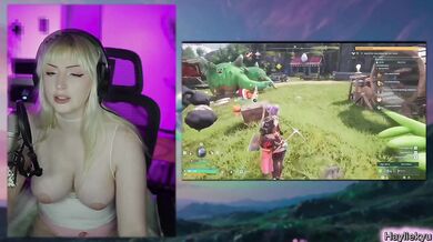 Palworld base tour makes blonde gamer girl choke on her own game