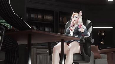 KDA Ahri Pays Student Debts in Principal’s Office Extreme 4-Dick Anal Gangbang