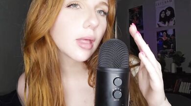Kitsykats redhead ASMR licks mic then spits for you to cum