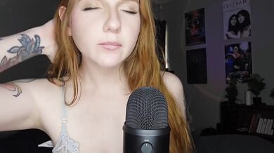 Kitsykats redhead ASMR licks mic then spits for you to cum