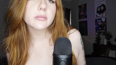 Kitsykats redhead ASMR licks mic then spits for you to cum