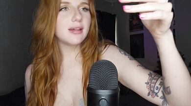 Kitsykats redhead ASMR licks mic then spits for you to cum