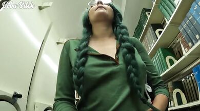 Sneaky college girl gets caught masturbating in the university library