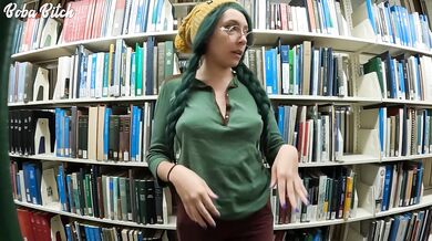 Sneaky college girl gets caught masturbating in the university library